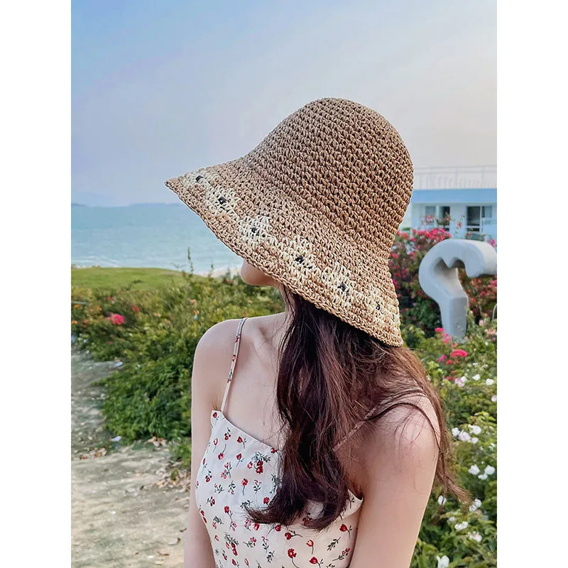 2021 summer women's hats sun protection hat Beach sun protection Bucket hat hats for women sun hats summer straw hat sun visor