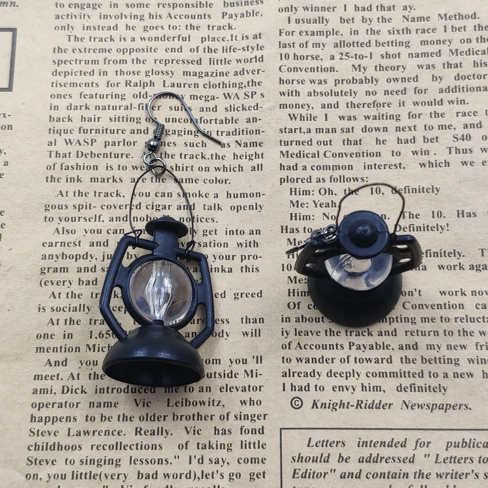 

New Fashion 3D Vivid Alternative Unique Simulated Black Kerosene Lamp Drop Earrings Women Female Birthday Hot Jewelry Gift DA001
