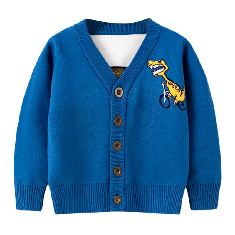 

Children Spring And Autumn Excavator Printed Cardigan Sweaters Fashion