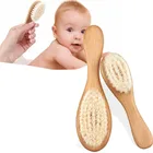 Детская деревянная щетка для массажа волос, расческа с головкой из натуральной шерсти, SM, для мальчиков и девочек, детская переносная щетка для ванны