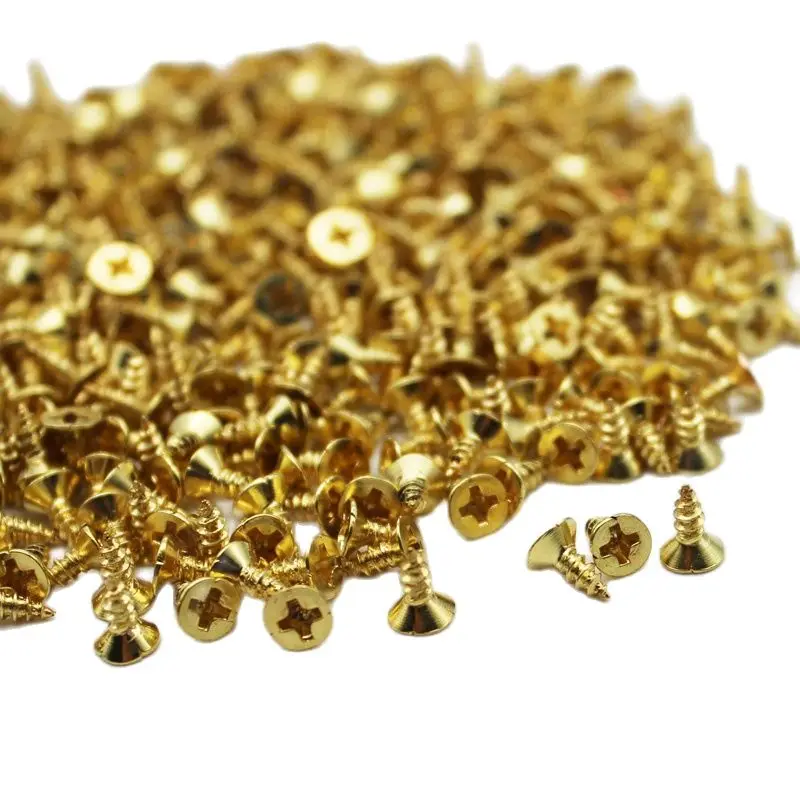 

100pcs M2 Brass Small Wood Screws Self Tapping Phillips Round Head