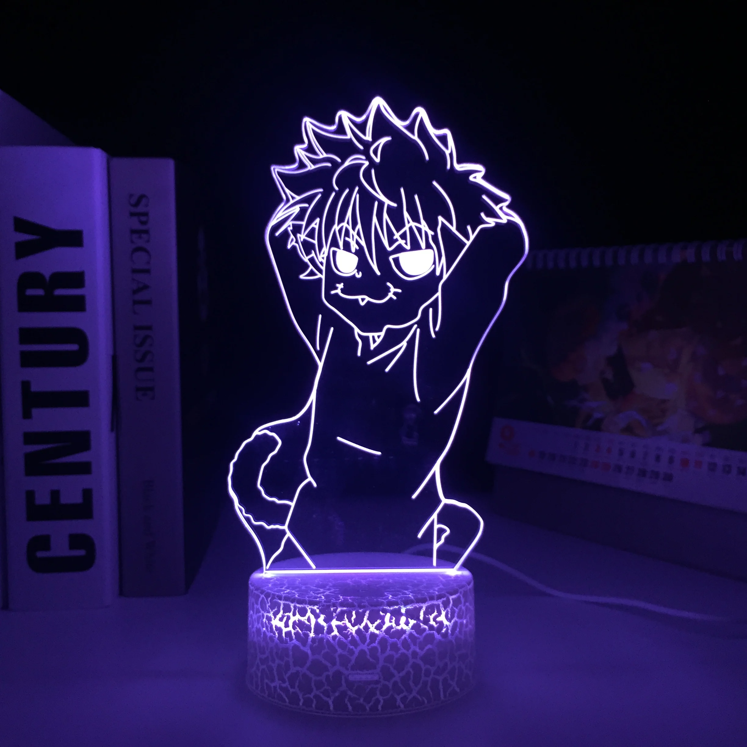

3D LED Lamp Anime Figure 7 Color Changes With Remote Control Visual Illusion White Cracked Base Acrylic Panel Night Light
