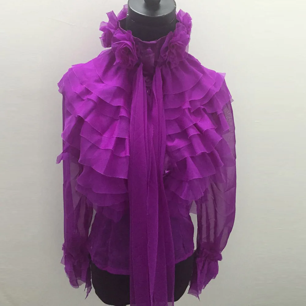 

OL Long Sleeve Chiffon Blouse Vintage Palace Style Layered Ruffle Women Autumn Tops Office Lady Sexy Sheer See Through Shirt
