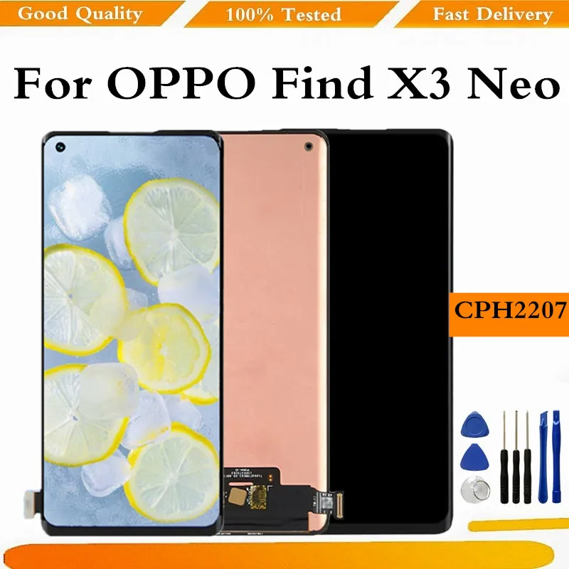 

ЖК-дисплей AMOLED для OPPO Find X3 Neo CPH2207, сенсорная панель, дигитайзер в сборе, замена