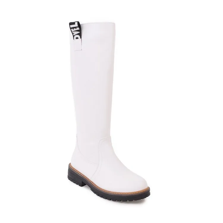 Сапоги женские выше колена на молнии сбоку с круглым носком | Обувь