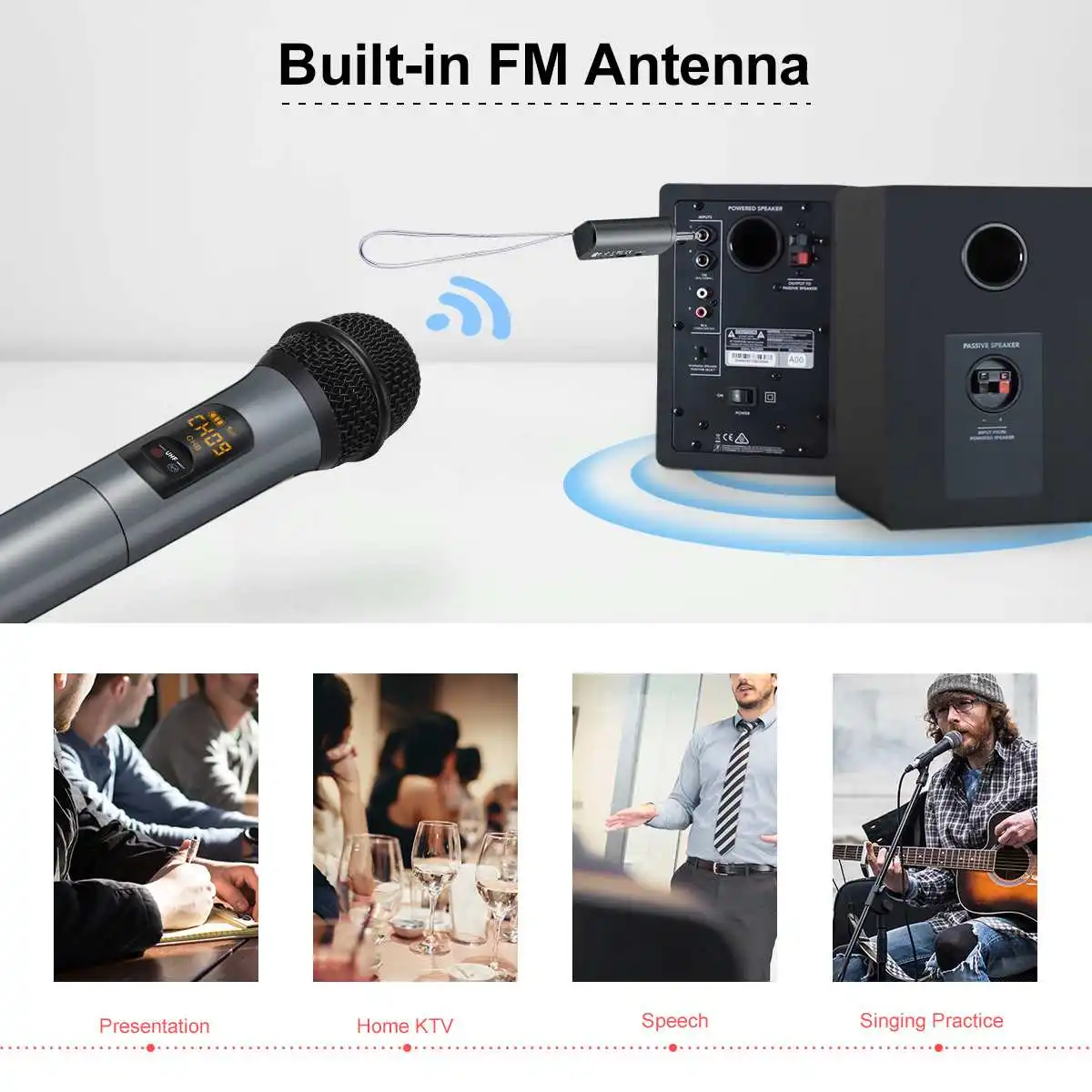 Bluetooth Беспроводная микрофонная система с портативным перезаряжаемым приемником 1/" выход 10 каналов УВЧ микрофоны беспроводной микрофон