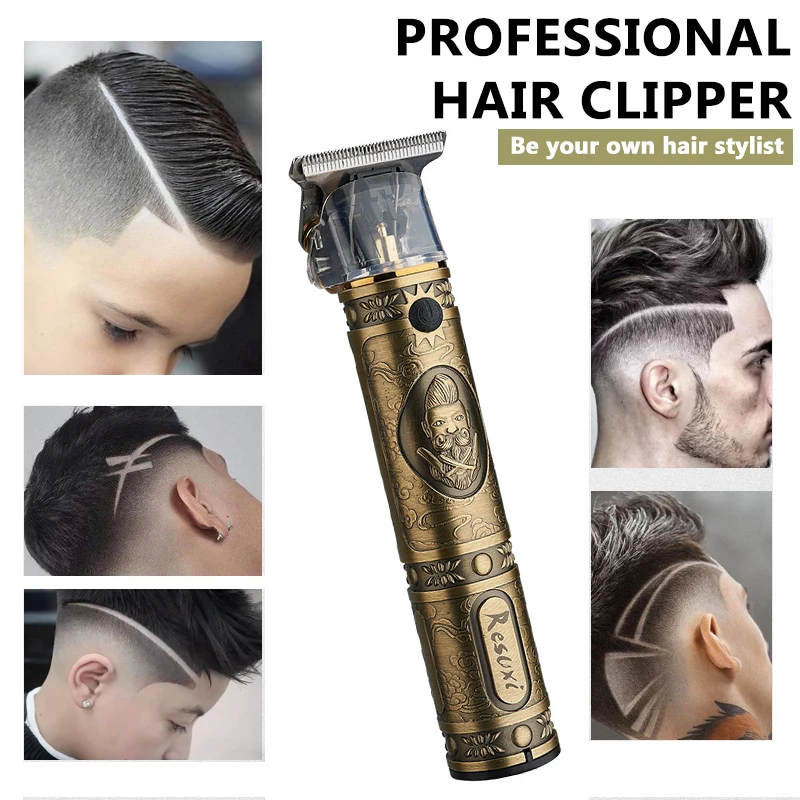 Electric Brass Hair Clipper Ceramic Steel Blade Trimmer USB Charging Professional Beard Carving Haircut Tool | Бытовая техника