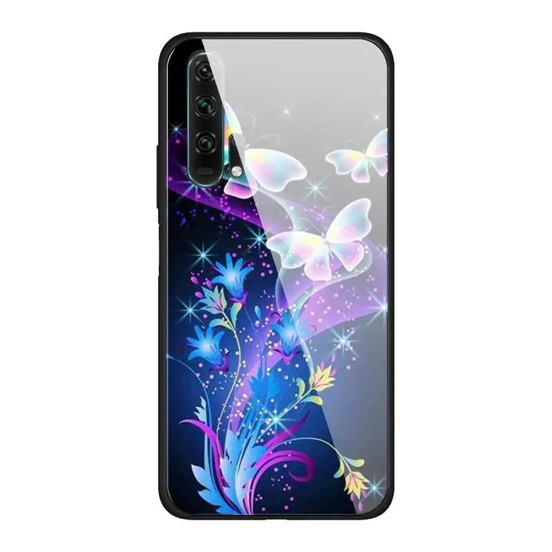 

Beautiful Butterfly Colorful butterfly For Huawei Mate 9 10 lite 20Pro&Tempered Glass Back Cover For Honor 7A 8X 9 10 V10