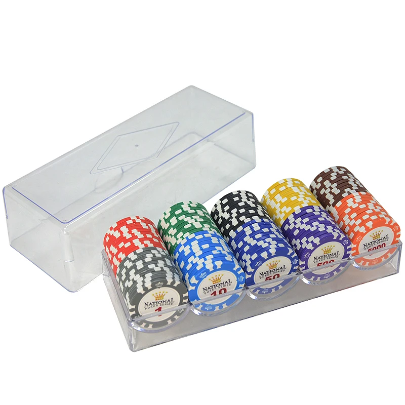 100pcs with lid-4 100/200/300/400/500 шт./компл. Золотая Корона покер чип глины Casino Chips в форме фишек Казино Техасский Холдем комплекты с ПУ-кожа Чехол/коробка/костюм чехол - Цвет: 100pcs with lid-4