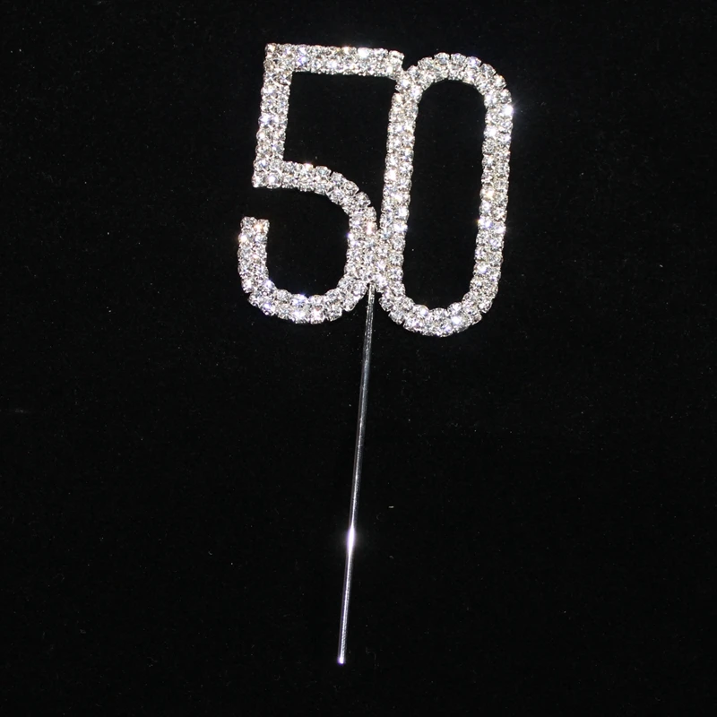 Стразы дня рождения свадьбы годовщины торта Топпер с цифрами 40 го 50 золотого и