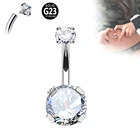 Пирсинг пупка G23 из титана с двойным круглым кубическим цирконием, набор с зубцами в форме сердца, пирсинг пупка, кольца для пупка, пирсинг
