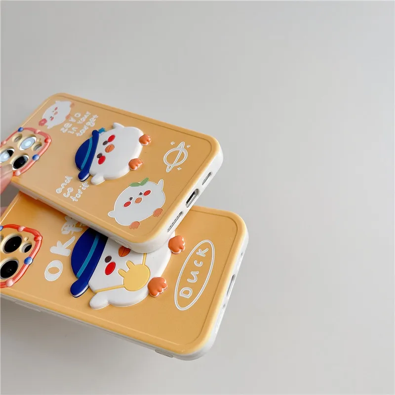

Cute Camera Protection 3D duck Phone case For iphone 12 11 Pro Max 12Mini 7 8 Plus XS MAX XR X SE20 popular Matte soft IMD Cover