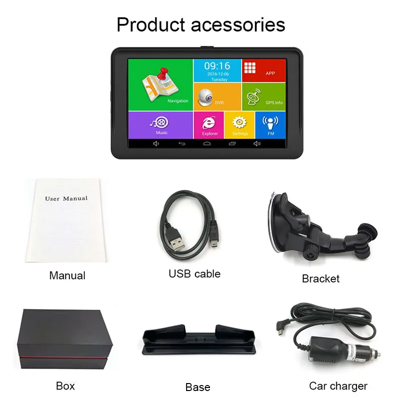7-дюймовый Android четырехъядерный DVR автомобильный GPS-навигатор Sat Na AV-IN BT