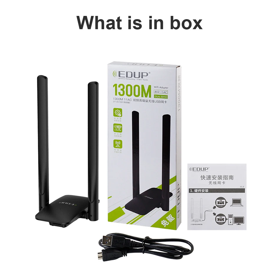 Wi Fi адаптер EDUP 1300 Мбит/с USB 3 0 5/2 4 ГГц|Сетевые карты| |