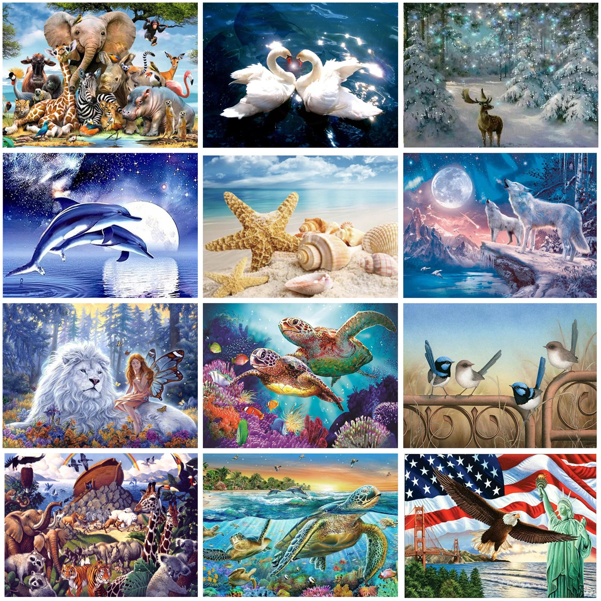 

New Diamond Paiting 5D Animal Full Diamond Mosaic DIY Cross Stitch Landscape Character Household Goods Handmade Hobby Gift