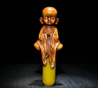 5china folk collection old boxwood enlightened little boy little monk amitabha office ornaments town house exorcism