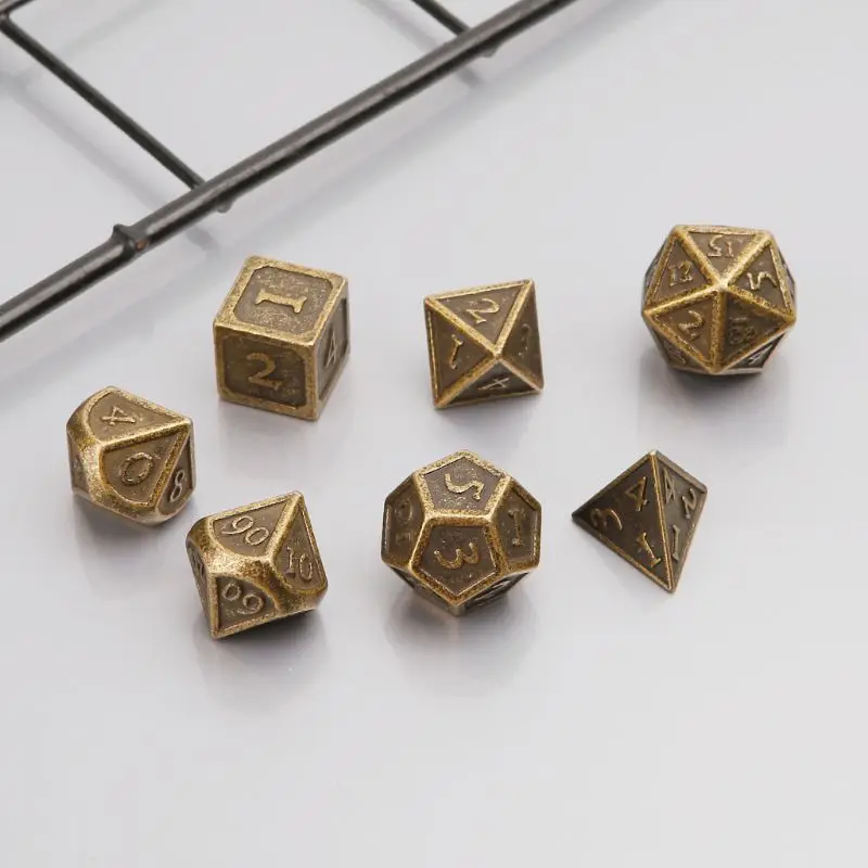 

New Hot 7pcs/set Metal Dice Family Party Bar RPG D&D Polyhedral Board Game D4-D20
