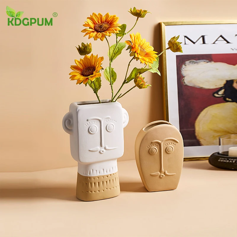 

Modern Handmade Ceramic Abstract Face Vase Art Flower Arrangement Flower Pot Nordic Ins Desktop Home Decoration Ornaments