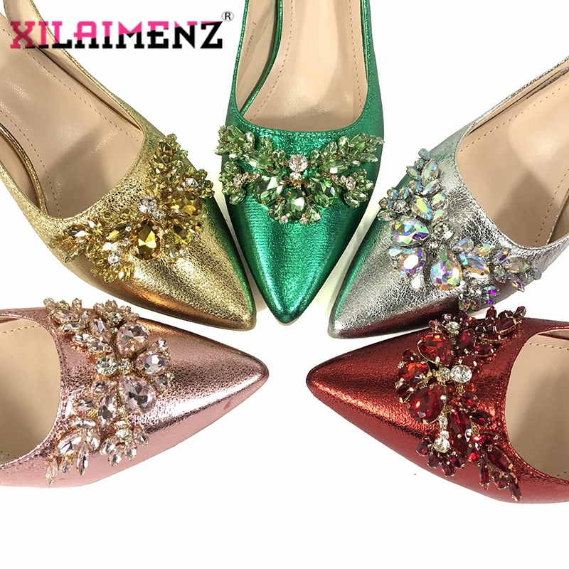 Туфли лодочки золотистого цвета Женская обувь в африканском стиле без сумочки