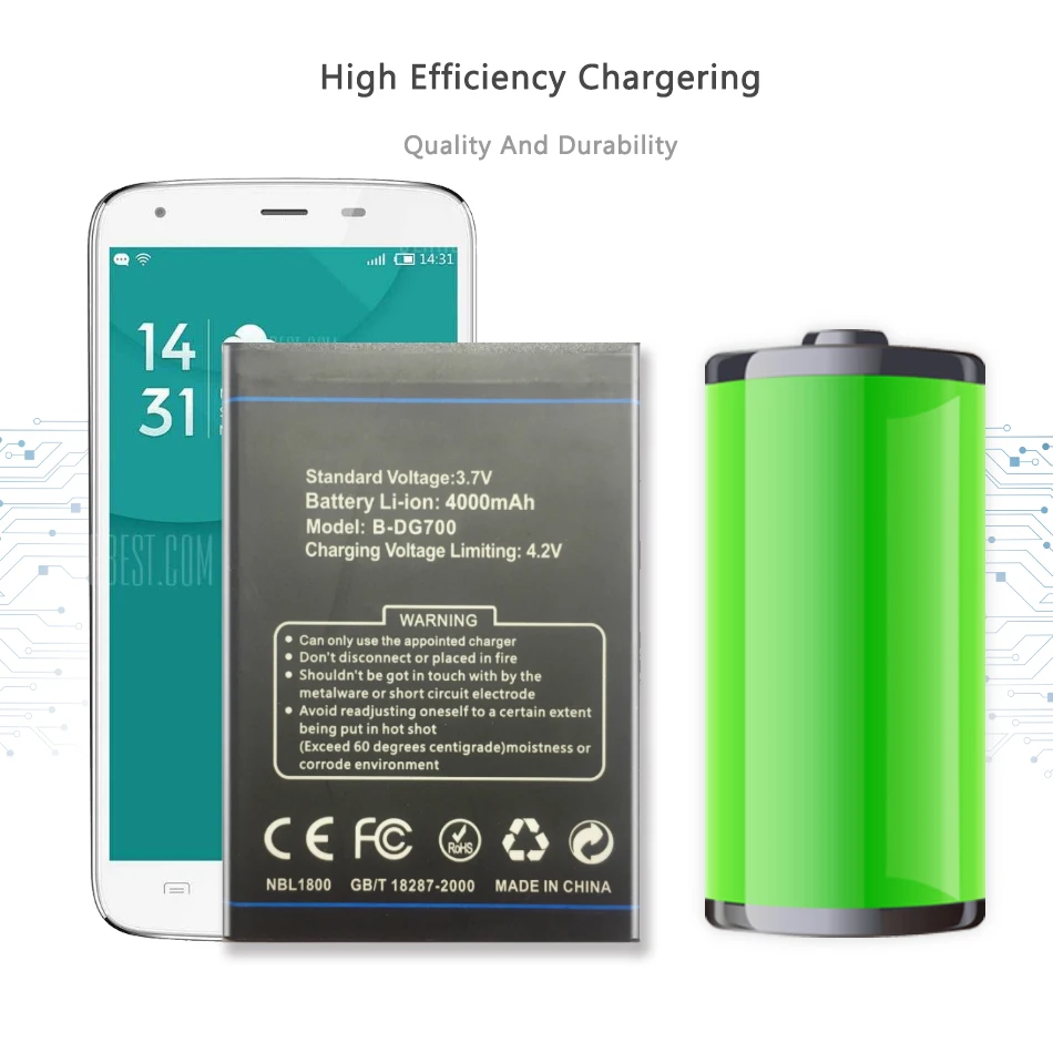 

Mobile Phone Battery For Doogee DG700 Titans 2 B DG700 Battery 3600mAh B-DG700