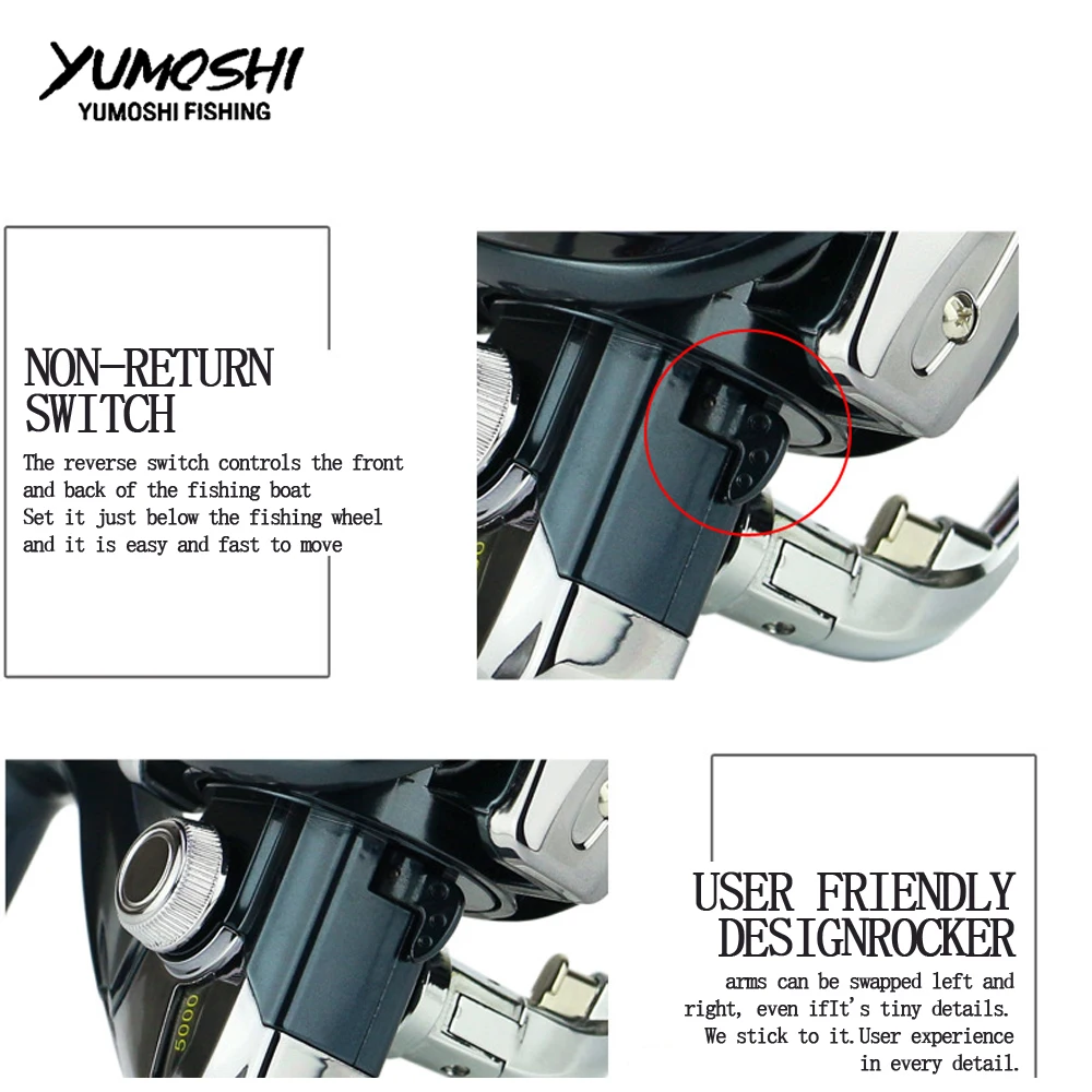 

YUMOSHISpinning Fishing Reel Metal main Body 13BB+1 pesca Reel 5.5:1 XS 1000-7000 Series Fishing Wheel Carretilha fishing Reels