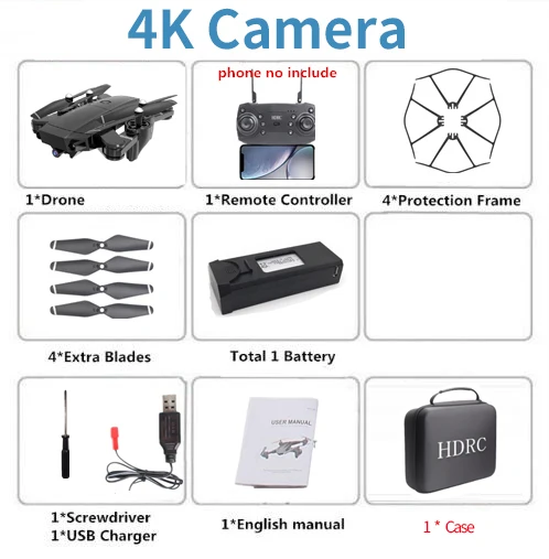H13 RC 4K Дрон с широкоугольной WiFi HD камерой Дрон Профессиональный жестовой фотографии 1080P RC Квадрокоптер Вертолет VS LF606 E58 GD89 - Цвет: 4K With Case