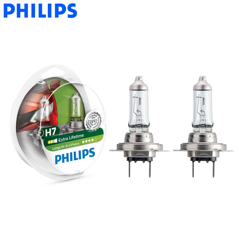 Philips H7 12V Длинная жизнь EcoVision Автомобильная оригинальная фара галогенная лампа 1500