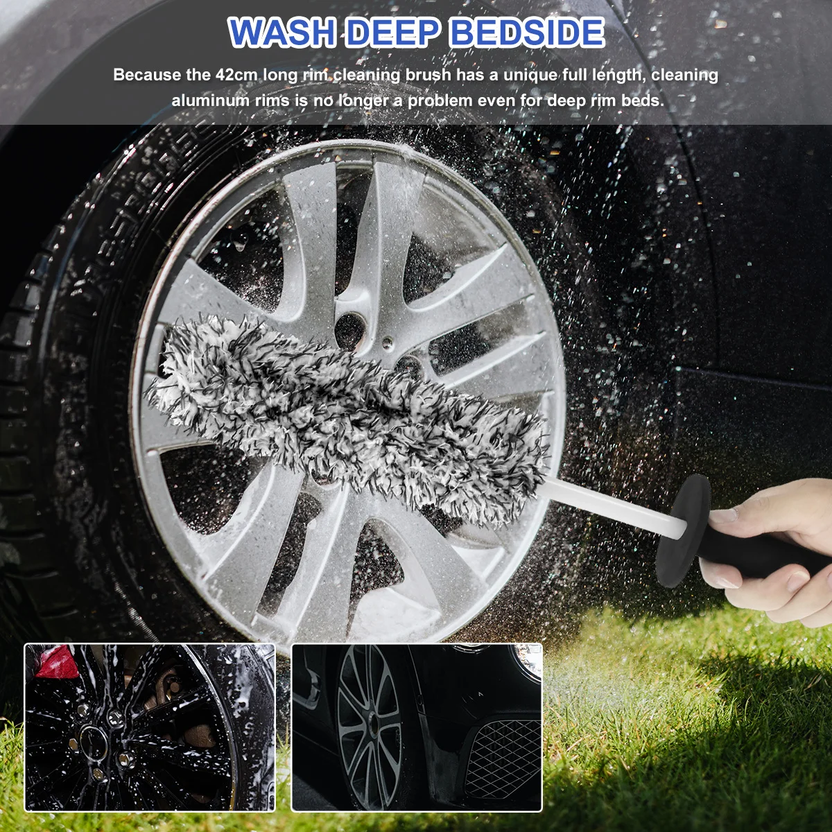 Rim Brush Car Wheel Cleaning Tire Washing Tool Auto Care Multipurpose Cleaner Non-Slip Handle |