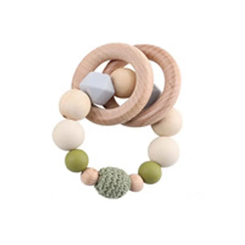 green bracelet Let's Make/1 комплект/3 шт. детская коляска погремушка-пустышка цепочка дерево кольцо пищевой деревянный Прорезыватель автомобильное сиденье Прорезыватель для зубов игрушки Детский Прорезыватель - Цвет: green bracelet