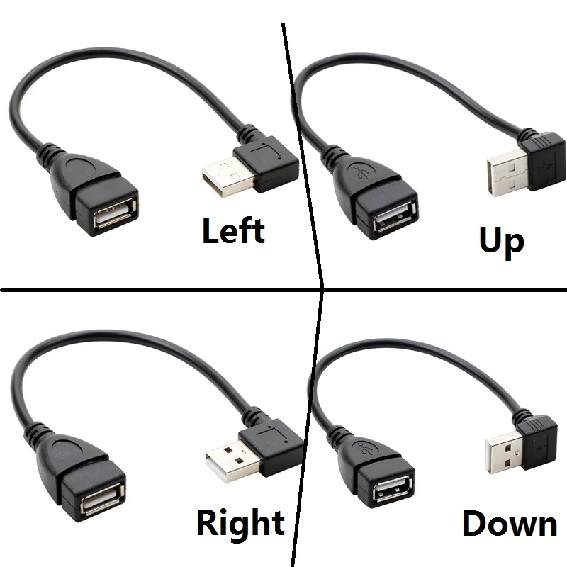 USB2.0 УДЛИНИТЕЛЬ 90 градусов вверх/вниз/влево/вправо для ПК ноутбука 20 см USB штекер