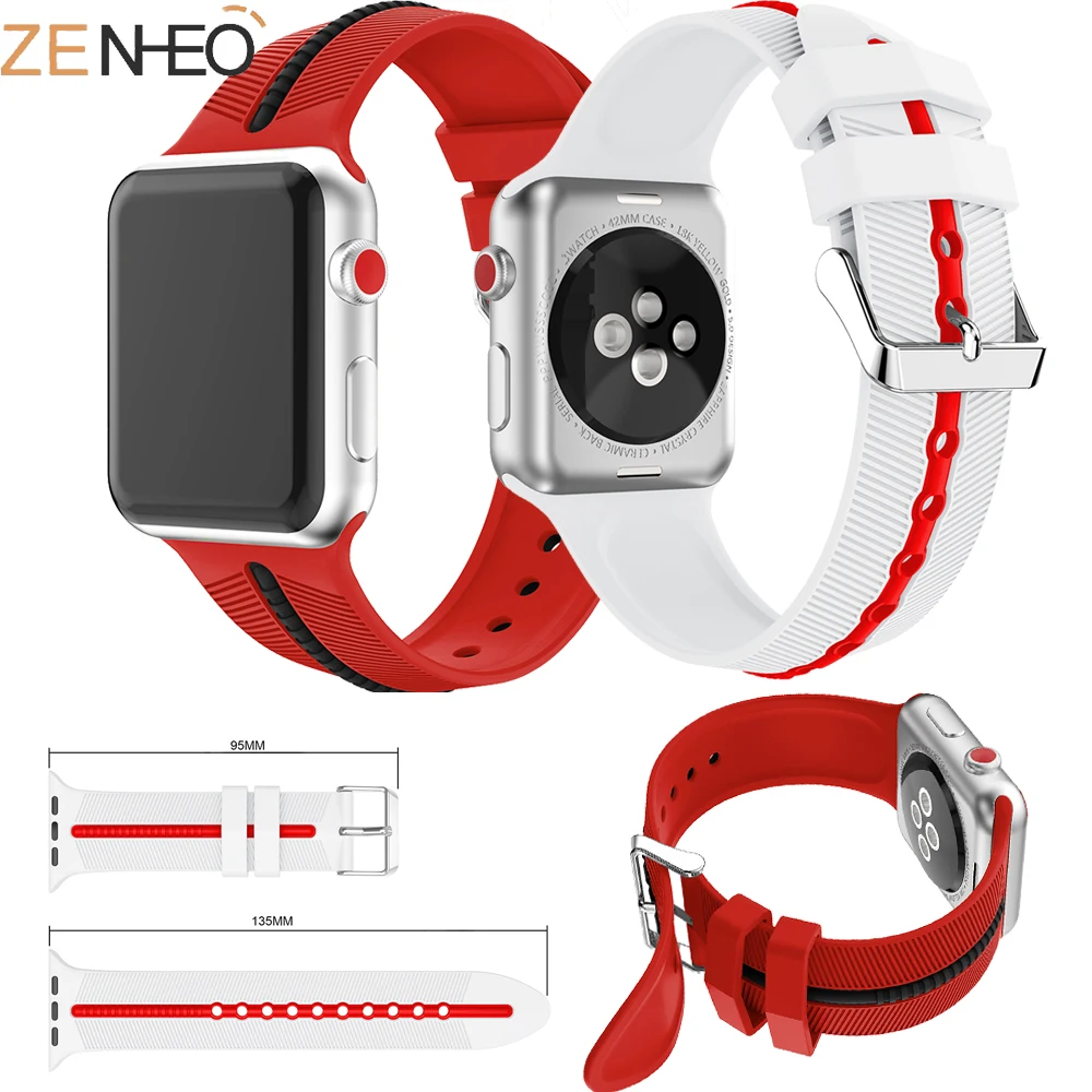 

42mm Soft Silicone Replacement Sport Band for Apple Watch Series1 2 Wrist Bracelet Strap For iWatch smart watch