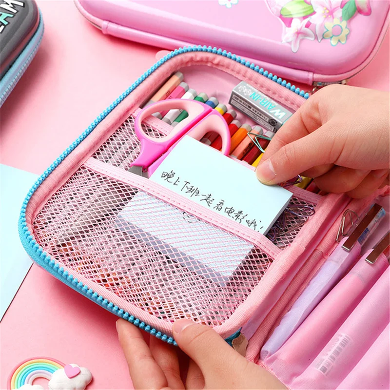 3D чехол для карандашей с единорогом школьный милый пенал из ЭВА Жесткий Чехол