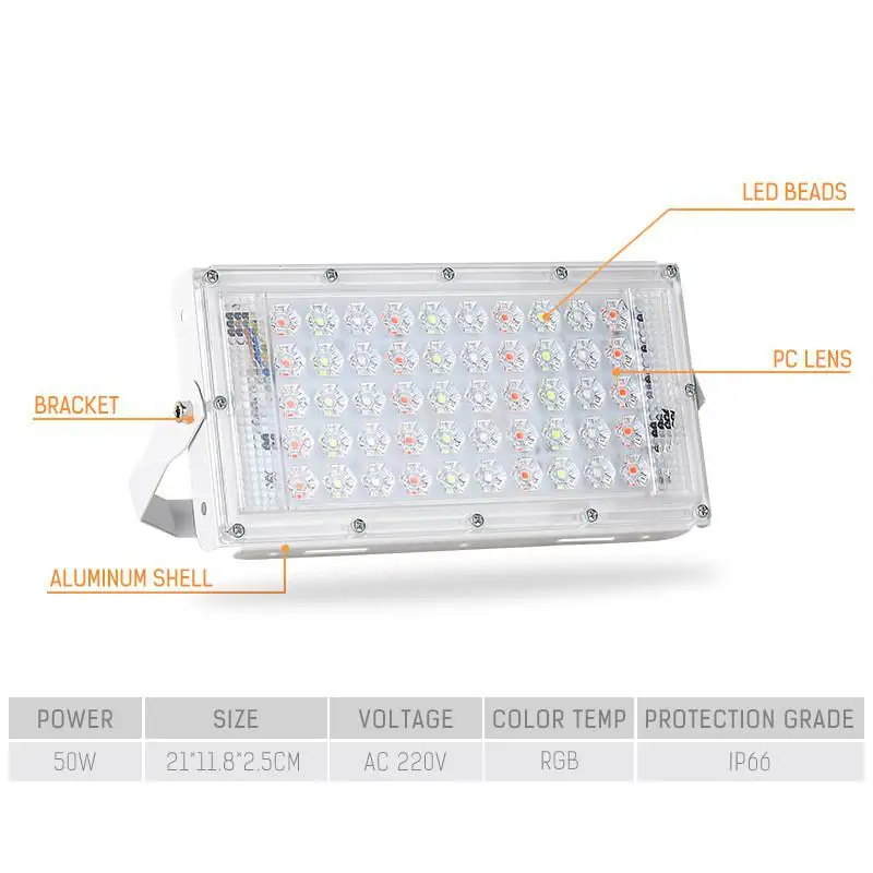 Светодиодный прожектор уличный Точечный светильник 220 В RGB настенный отражатель