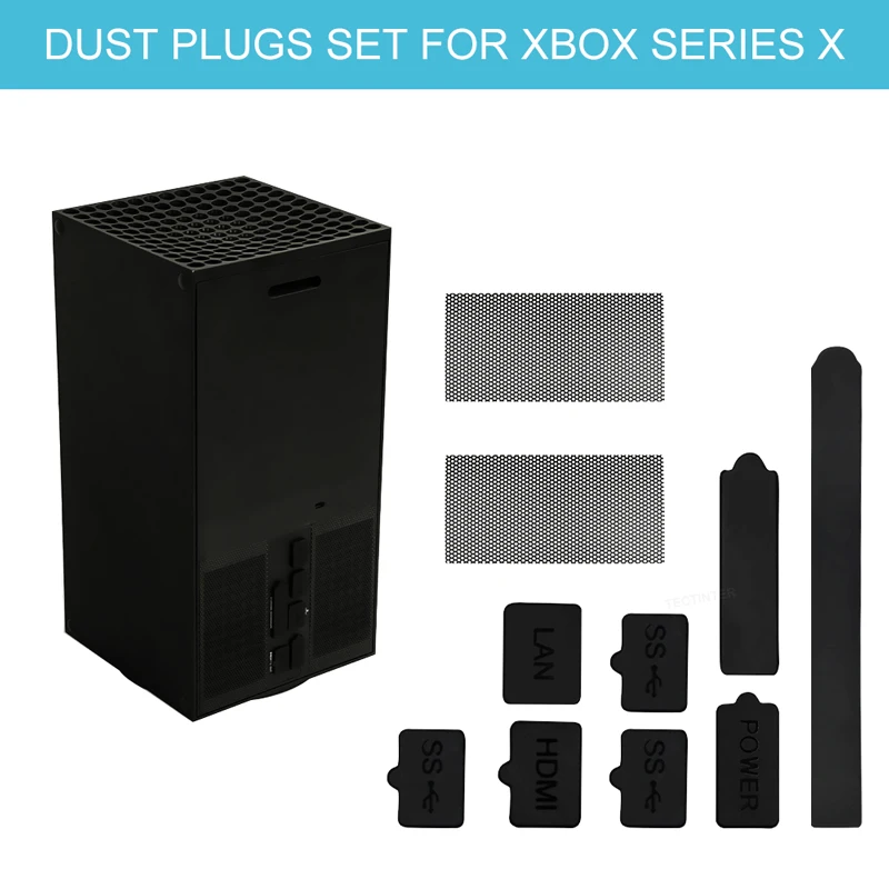 

Anti-dust Accessory Set For Xbox Series X Game Console Silicone Dust Plugs USB Interface Cover Vent Dustproof Nets Mesh Filter