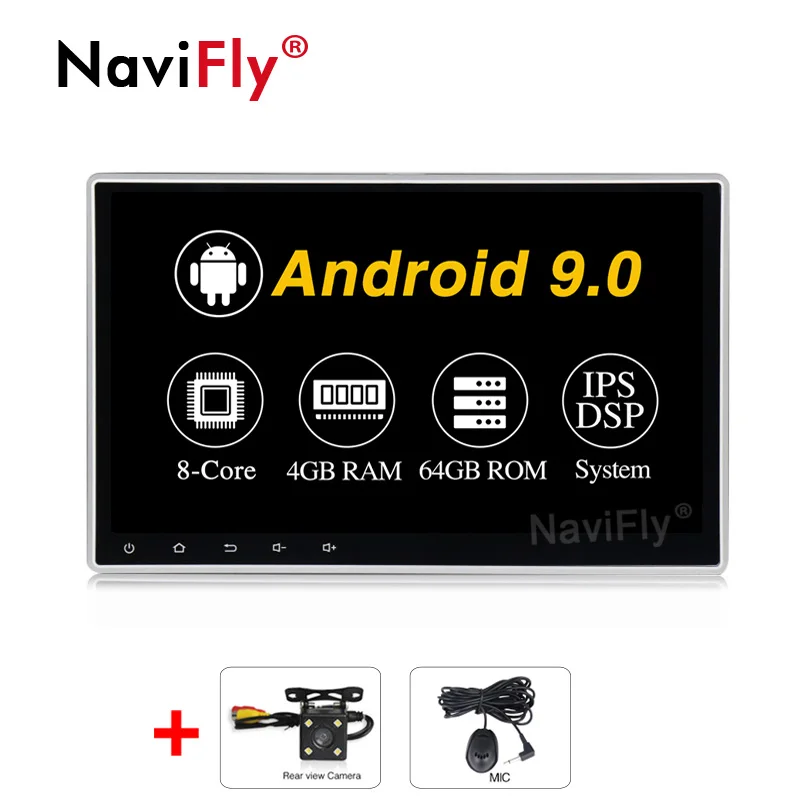 4G-64GB-Camera Ips вращающийся экран DSP 2 din 10,2" Android 9,0 автомобильный Радио gps навигация Универсальный мультимедийный стерео плеер wifi BT HD без DVD - Цвет: 4G-64GB-Camera