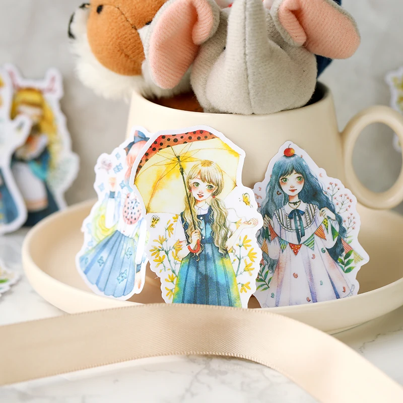 

16PCS Creative kawaii Japanese Mori girls Crafts And Scrapbooking stickers kids toys book Decorative sticker DIY Stationery