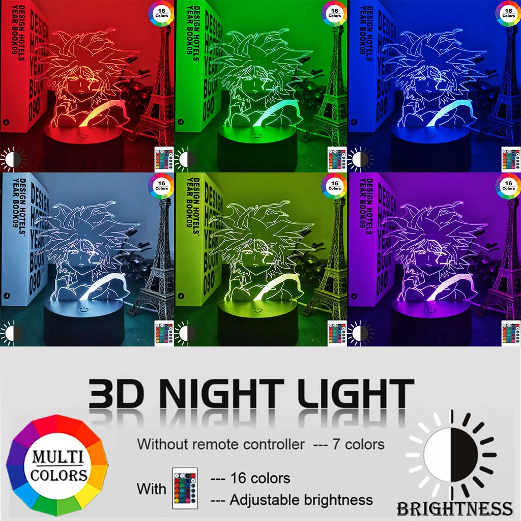 Anime Hunter X Killua 3d Led Lamp for Bedroom Decor Nightlight Birthday Gift Acrylic Night Light Hxh Godspeed | Освещение