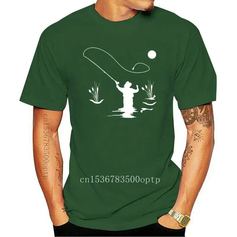 

Мужская футболка для рыбалки, рыбалки, солнца, Нахлыста, лосося, туши, реки, реки, форели