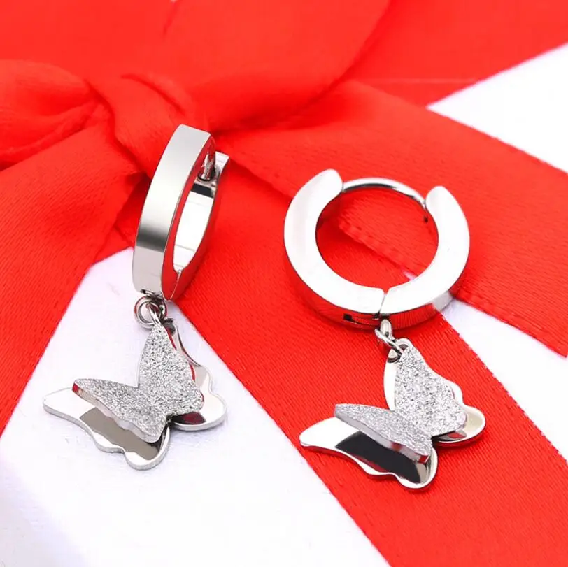 

Hot Cute Butterfly Women's Earrings Gold Silver Color Flying Animal Stud Earrings Sweet Girls Stainless Steel Fine Jewelry Gift