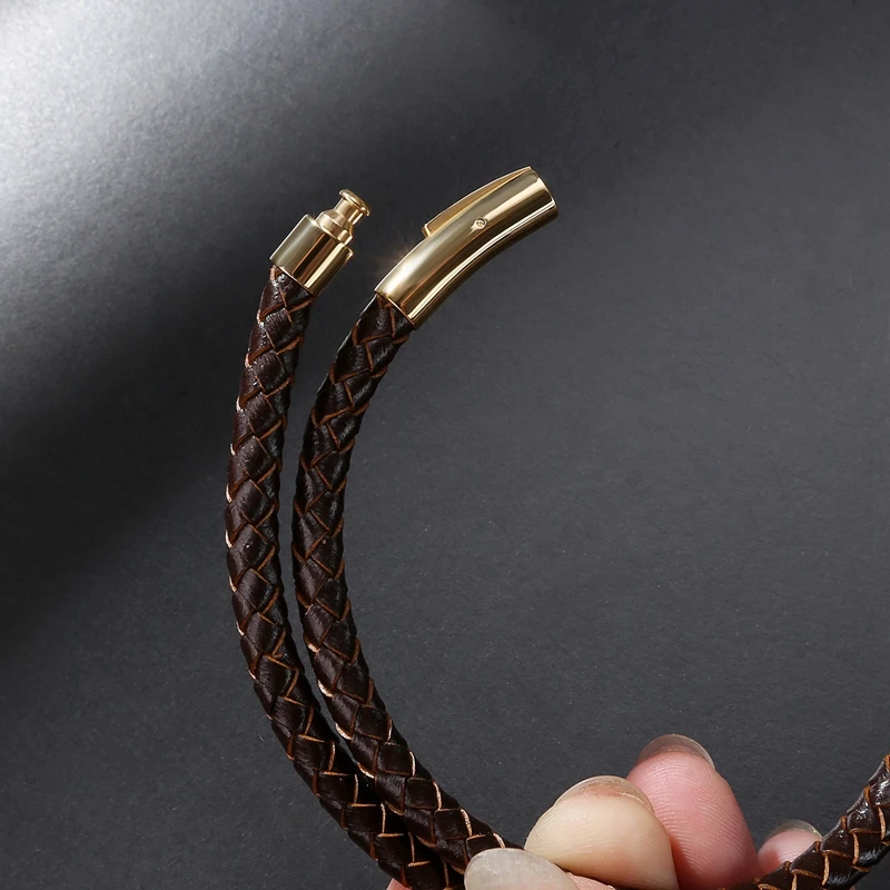 Mozo Fashion Jewelry Для мужчин из натуральной кожи коричневого цвета Rope Chain