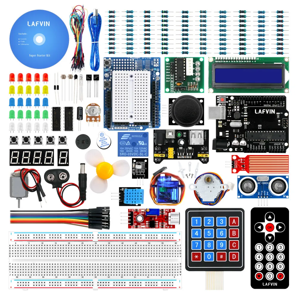 LAFVIN супер стартовый комплект для Arduino UNO R3 включает плату ЖК дисплей 1602 IIC источник