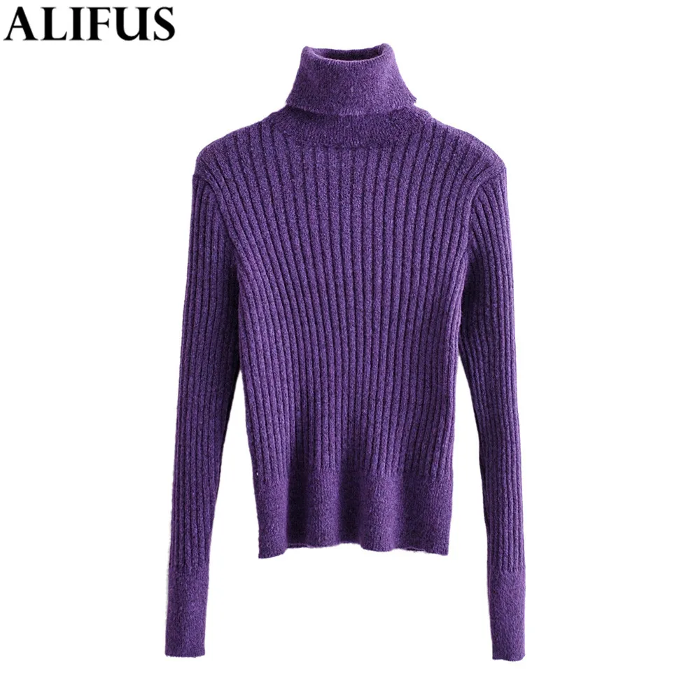 Мода Za женские свитера 2019 зимний женский свитер с высоким воротом повседневный