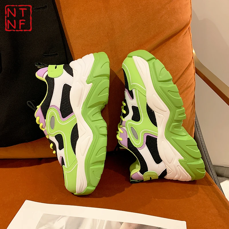 

Дизайнерские массивные кроссовки; Женская спортивная обувь; Новинка 2021 года; Модные дышащие кроссовки на толстой подошве; Повседневные жен...