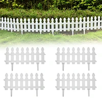 4pcs european style plastic white picket fence border garden landscape edging easy assemble insert ground type garden fence