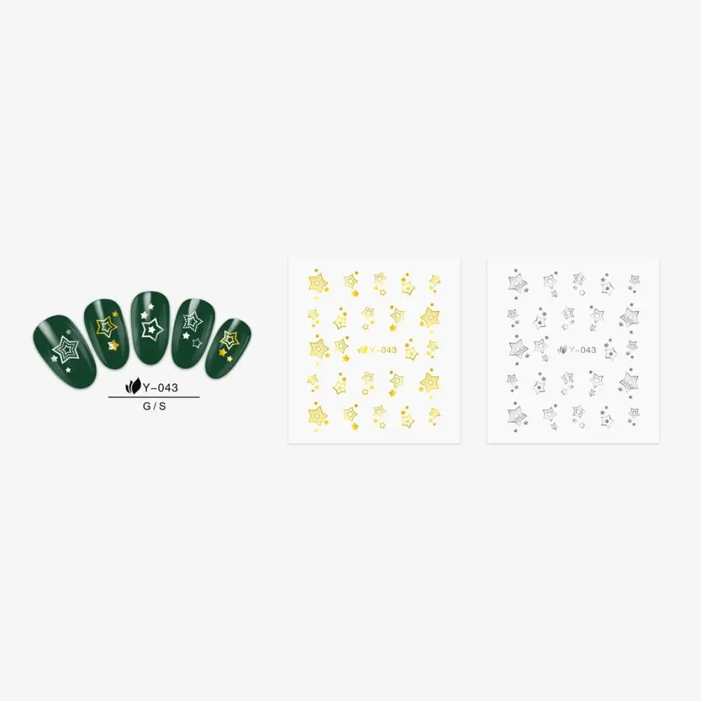 

30Sheets Gold Silver Nail Art Sticker Feather Flower Spider Decal Manicure Decor