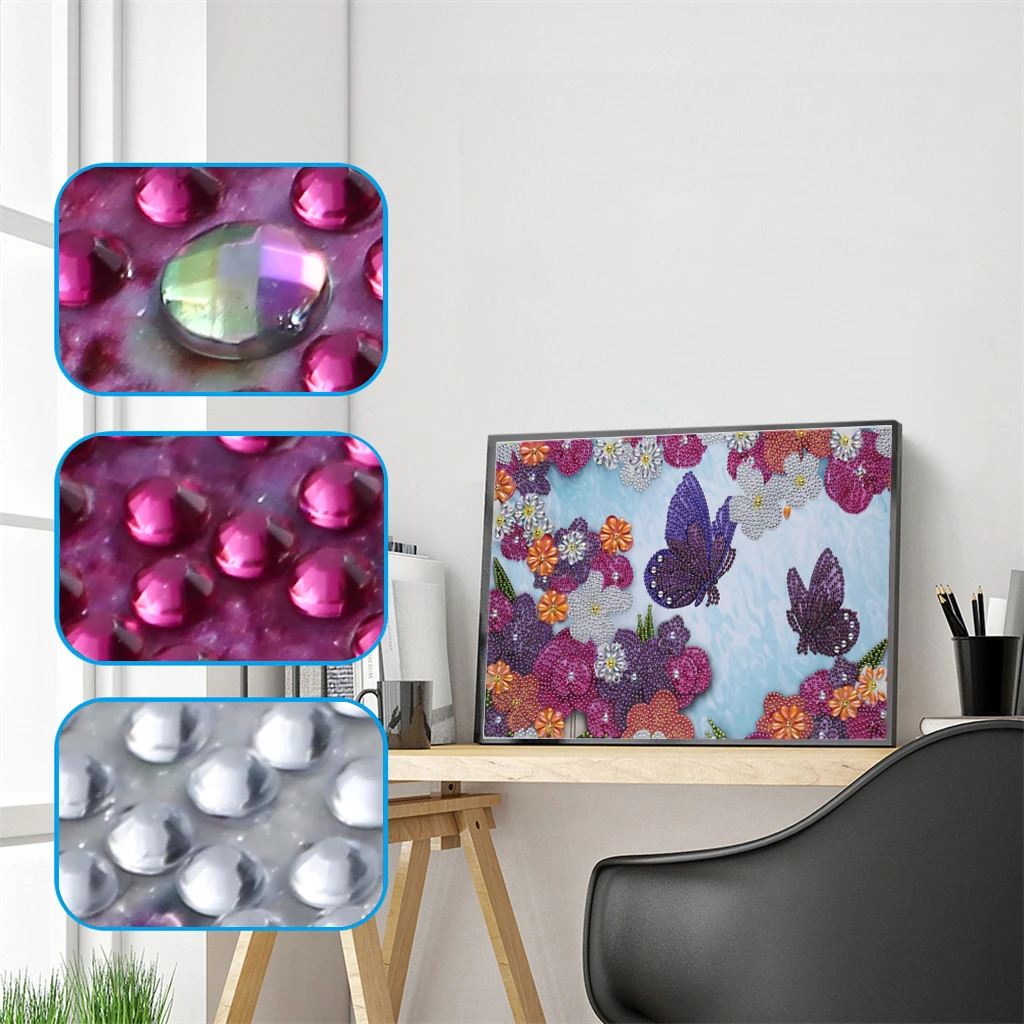 

Набор для вышивки стразами стразы, алмазная живопись особой формы с цветами, бабочками, цветами, 5D «сделай сам»