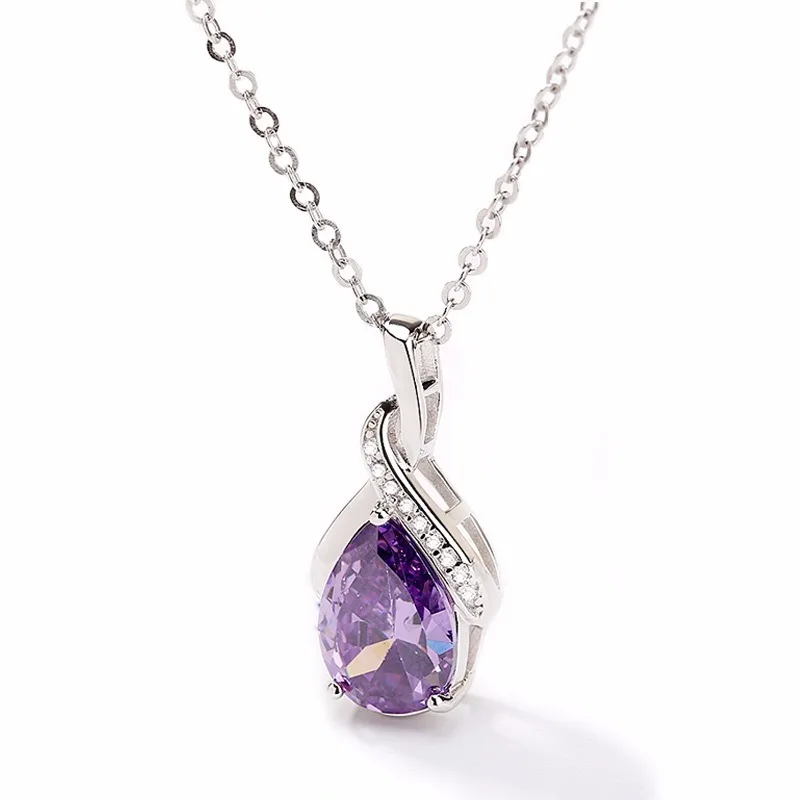 Мода фиолетовая кристальная Подвеска Шарм Дубай в форме капли ожерелье