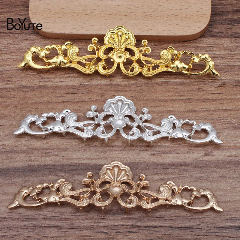 

BoYuTe (5 шт./лот) 28*110 мм металлический сплав цветок материалы Винтаж Diy ручной работы украшения для волос аксессуары оптом