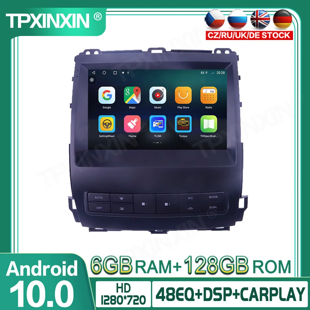 

Автомобильный мультимедийный проигрыватель Carplay, 6 + 128 ГБ, для LEXUS GX470 2002-2009, Android, автомобильное радио, GPS-навигация, аудио 360, камера IPS