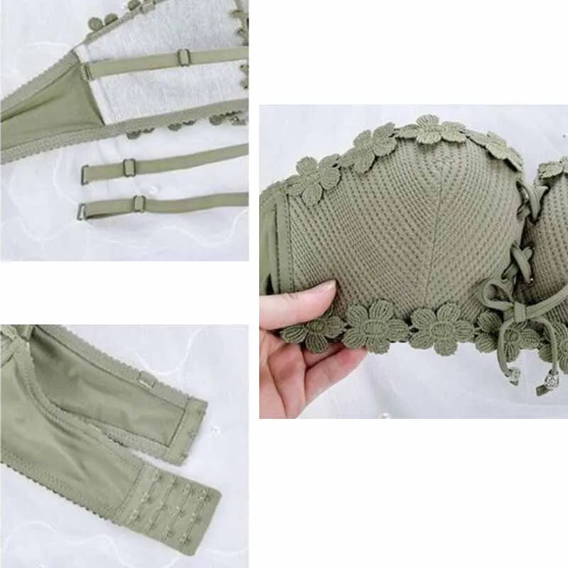 

Black Bra Woman Small Chest Push Up Bras No Steel Ring Beautiful Back Underwear Comfort Sexy Thin Bralette Female